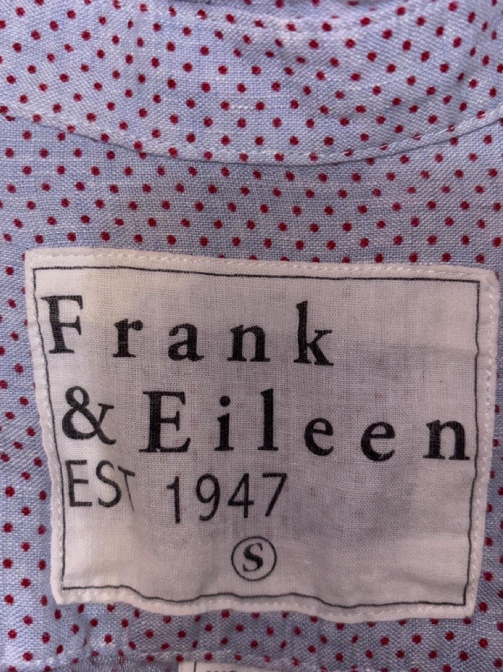 Frank & Eileen Blue Shirt with Red Polka Dot Print - Picture 5 of 8